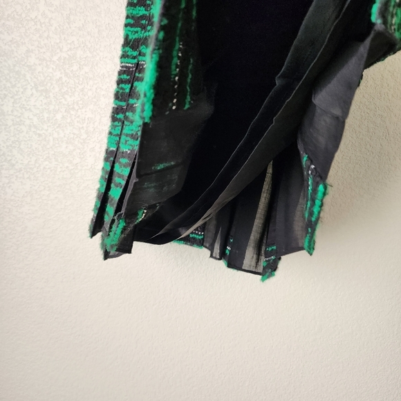 CARLISLE Mini Pleated Circle Skirt Paneled Tweed in green / black‎ size 4 - Picture 4 of 6
